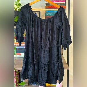 Arie Beach Coverup Off the Shoulder Dress in Black (Plus Size Friendly)